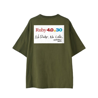 2025 ビッグシルエットTシャツ Ruby4.0 @ 30 No Ruby, No Life（背） olive-drab image