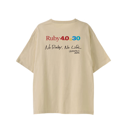 2025 ビッグシルエットTシャツ Ruby4.0 @ 30 No Ruby, No Life（背） pastel-beige image