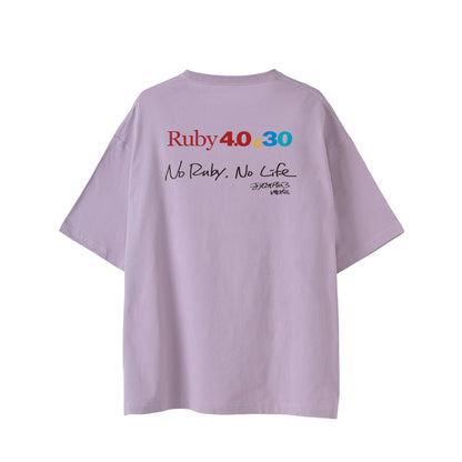 2025 ビッグシルエットTシャツ Ruby4.0 @ 30 No Ruby, No Life（背） pastel-purple image