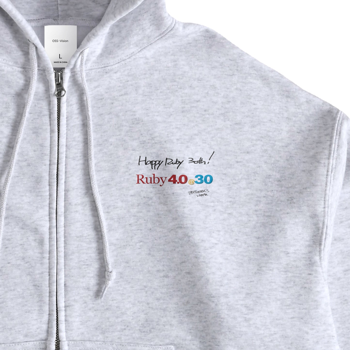 2025 パーカー (10oz)Ruby4.0 @ 30 Happy Ruby 30th!! 胸刺繍 ash image