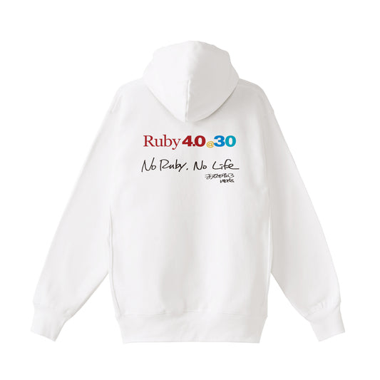 2025 パーカー (12oz)Ruby4.0 @ 30 No Ruby, No Life（背） white image